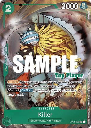 (OP01-039) Killer (CS 2023 Top Players Pack) - One Piece Promotion Cards Foil