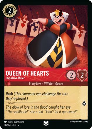 (119/204) Queen of Hearts - Impulsive Ruler - Rise of the Floodborn Cold Foil
