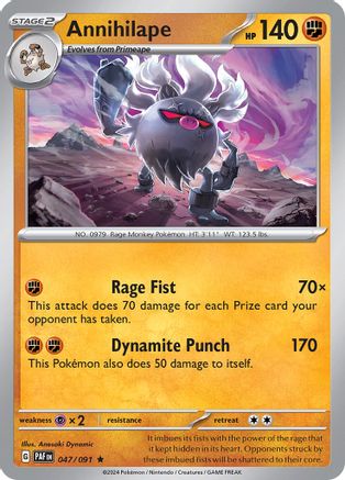 Annihilape (47/091) - SV Paldean Fates Reverse Holofoil - Rare