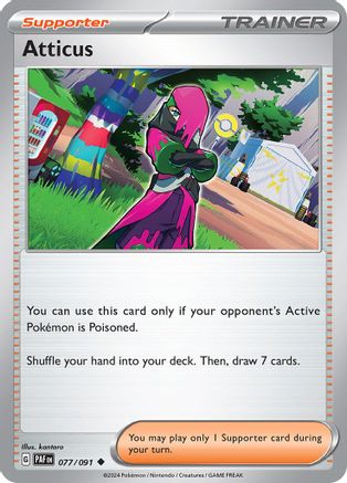 Atticus (77/091) - SV Paldean Fates Reverse Holofoil - Uncommon
