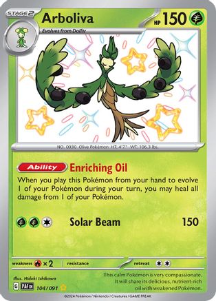 Arboliva (104/091) - SV Paldean Fates Holofoil - Shiny Rare