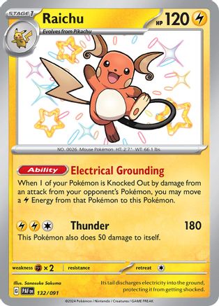 Raichu (132/091) - SV Paldean Fates Holofoil - Shiny Rare