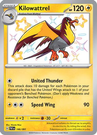 Kilowattrel (146/091) - SV Paldean Fates Holofoil - Shiny Rare