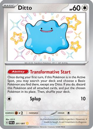 Ditto (201/091) - SV Paldean Fates Holofoil - Shiny Rare