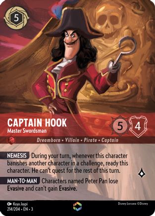 (214/204) Captain Hook - Master Swordsman (Enchanted) - Into the Inklands Holofoil
