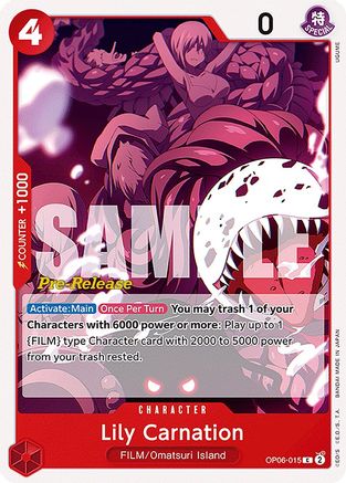 (OP06-015) Lily Carnation - Wings of the Captain Pre-Release Cards Normal