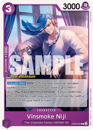 (OP06-064) Vinsmoke Niji (064) - Wings of the Captain Pre-Release Cards Normal