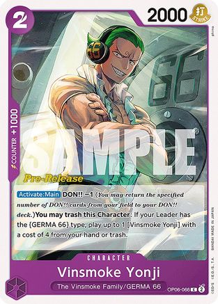 (OP06-066) Vinsmoke Yonji (066) - Wings of the Captain Pre-Release Cards Normal