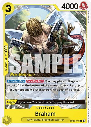 (OP06-111) Braham - Wings of the Captain Pre-Release Cards Normal