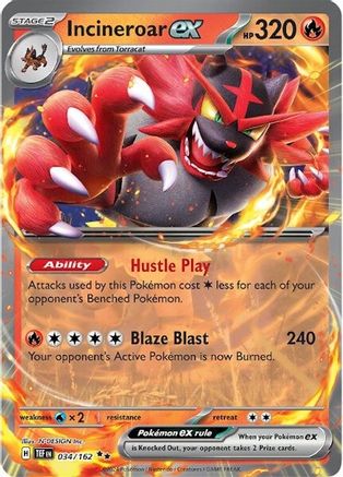 Incineroar ex (34/162) - SV05 Temporal Forces Holofoil - Double Rare