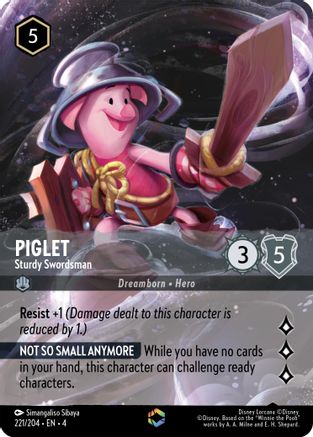 (221/204) Piglet - Sturdy Swordsman (Enchanted) - Ursula's Return Holofoil