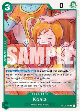 (OP07-024) Koala - 500 Years in the Future Pre-Release Cards Normal