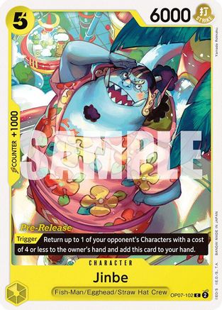 (OP07-102) Jinbe (102) - 500 Years in the Future Pre-Release Cards Normal