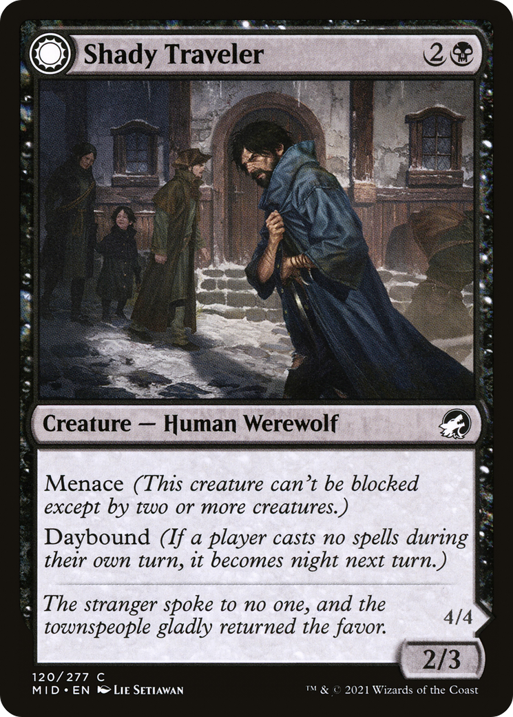 Shady Traveler // Stalking Predator (MID-120) - Innistrad: Midnight Hunt: (Double Faced Transform) Foil