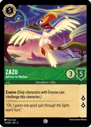 (072/204) Zazu - Advisor to Mufasa - Shimmering Skies Cold Foil