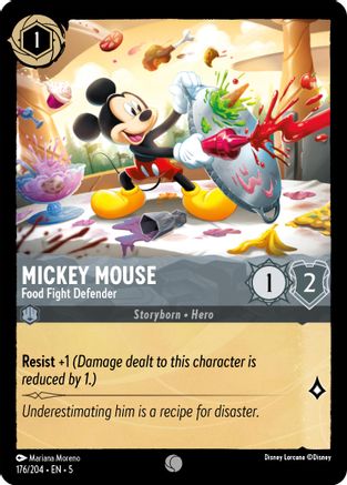 (176/204) Mickey Mouse - Food Fight Defender - Shimmering Skies Cold Foil