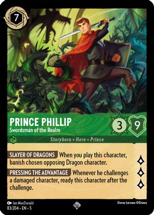 (083/204) Prince Phillip - Swordsman of the Realm - Shimmering Skies Cold Foil