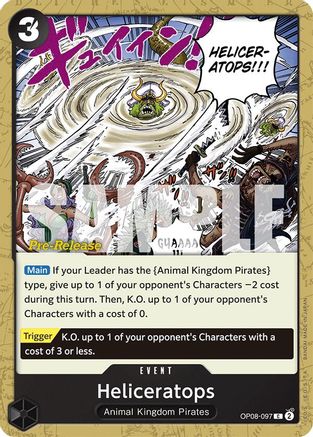 (OP08-097) Heliceratops - Two Legends Pre-Release Cards Normal