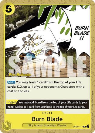 (OP08-117) Burn Blade - Two Legends Pre-Release Cards Normal