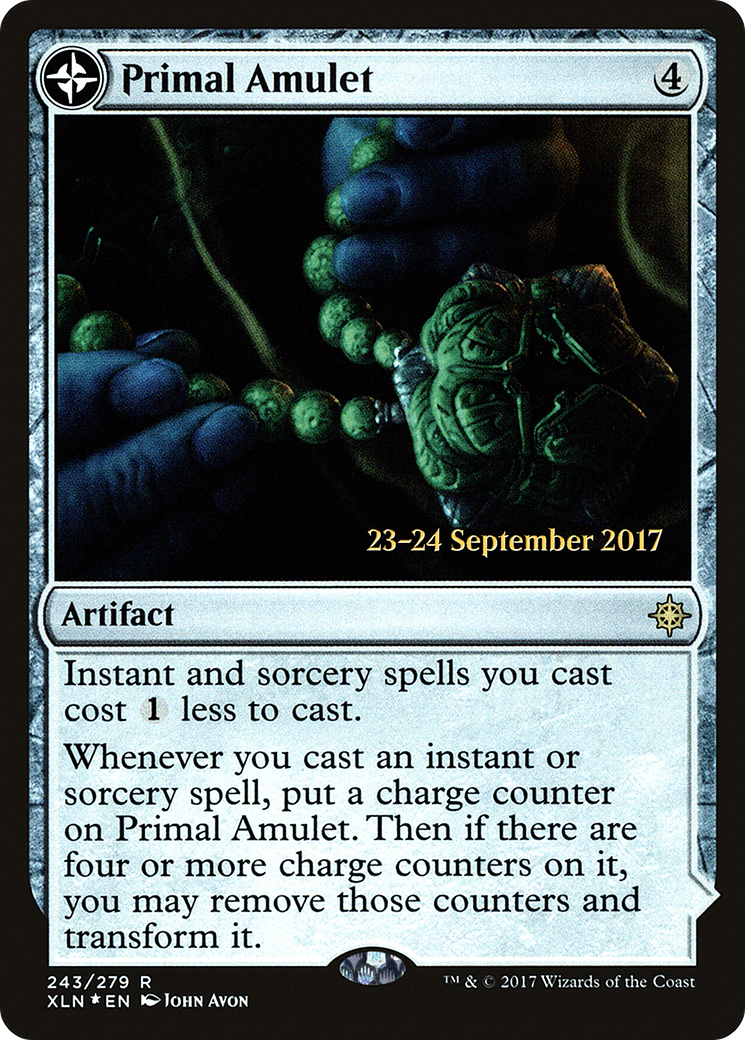 Primal Amulet // Primal Wellspring (PRE-243S) - Ixalan Promos: (compasslanddfc) (Prerelease) Foil