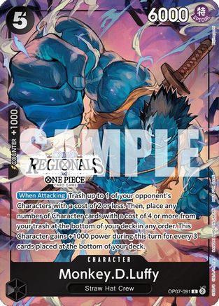 (OP07-091) Monkey.D.Luffy (091) (Online Regional 2024 Vol. 3) - One Piece Promotion Cards Normal