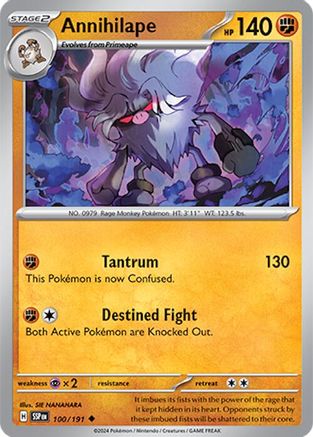 Annihilape (100/191) - SV08 Surging Sparks Reverse Holofoil - Uncommon