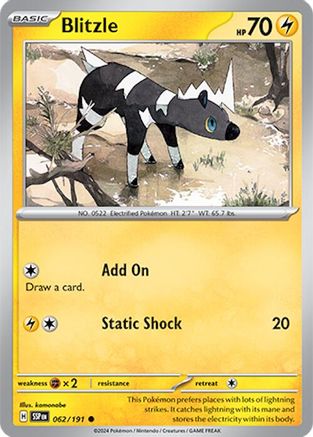 Blitzle (62/191) - SV08 Surging Sparks Reverse Holofoil - Common
