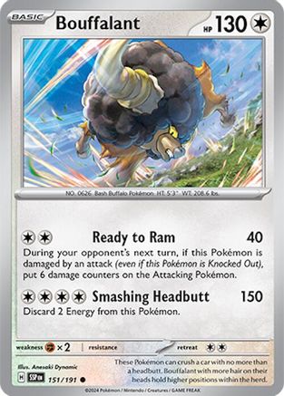Bouffalant (151/191) - SV08 Surging Sparks Reverse Holofoil - Common