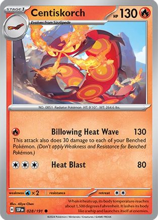 Centiskorch (28/191) - SV08 Surging Sparks Reverse Holofoil - Common