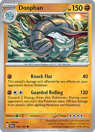 Donphan (103/191) - SV08 Surging Sparks Reverse Holofoil - Common