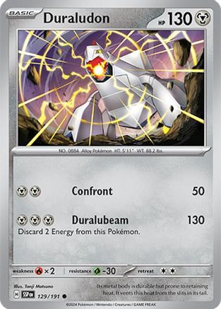 Duraludon (129/191) - SV08 Surging Sparks Reverse Holofoil - Common