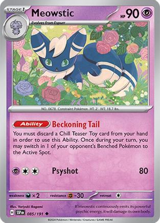 Meowstic (85/191) - SV08 Surging Sparks Reverse Holofoil - Uncommon