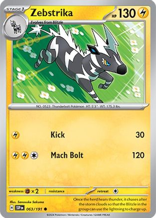 Zebstrika (63/191) - SV08 Surging Sparks Reverse Holofoil - Common