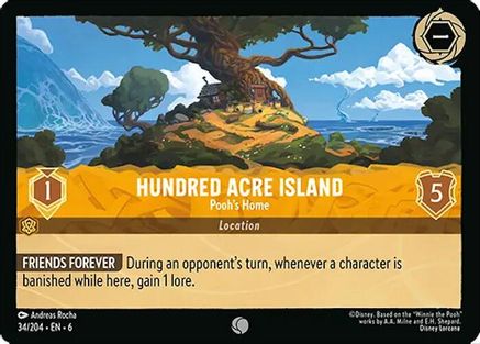 (034/204) Hundred Acre Island - Pooh's Home - Azurite Sea Cold Foil
