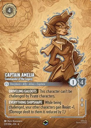 (221/204) Captain Amelia - Commander of the Legacy (Enchanted) - Azurite Sea Holofoil