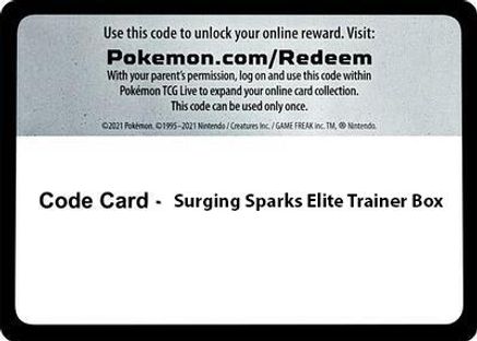Code Card Surging Spark Elite Trainer Box ) - SV08 Surging Sparks - Code Card