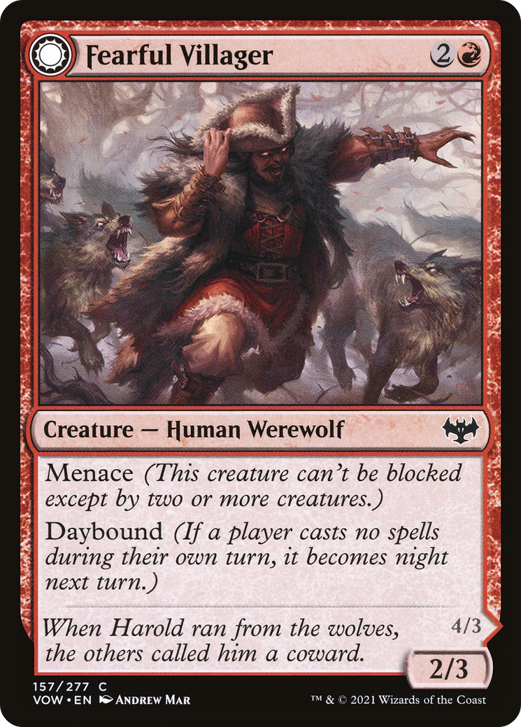 Fearful Villager // Fearsome Werewolf (VOW-157) - Innistrad: Crimson Vow: (Double Faced Transform)
