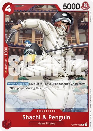 (OP09-003) Shachi & Penguin - Emperors in the New World: 2nd Anniversary Tournament Cards Normal