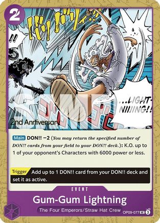 (OP09-077) Gum-Gum Lightning - Emperors in the New World: 2nd Anniversary Tournament Cards Normal