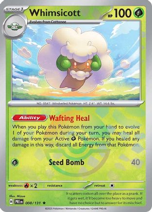 Whimsicott (Poke Ball Pattern) (8/131) - SV Prismatic Evolutions Holofoil - Rare