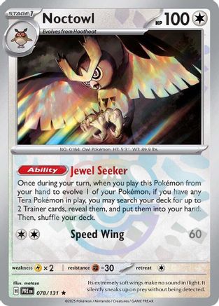 Noctowl (Master Ball Pattern) (78/131) - SV Prismatic Evolutions Holofoil - Rare