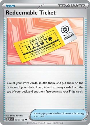 Redeemable Ticket (156/159) - SV09 Journey Together Reverse Holofoil - Uncommon