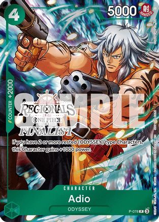 (P-078) Adio (Offline Regional Finalist Card Set 2025 Vol.1) - One Piece Promotion Cards Foil