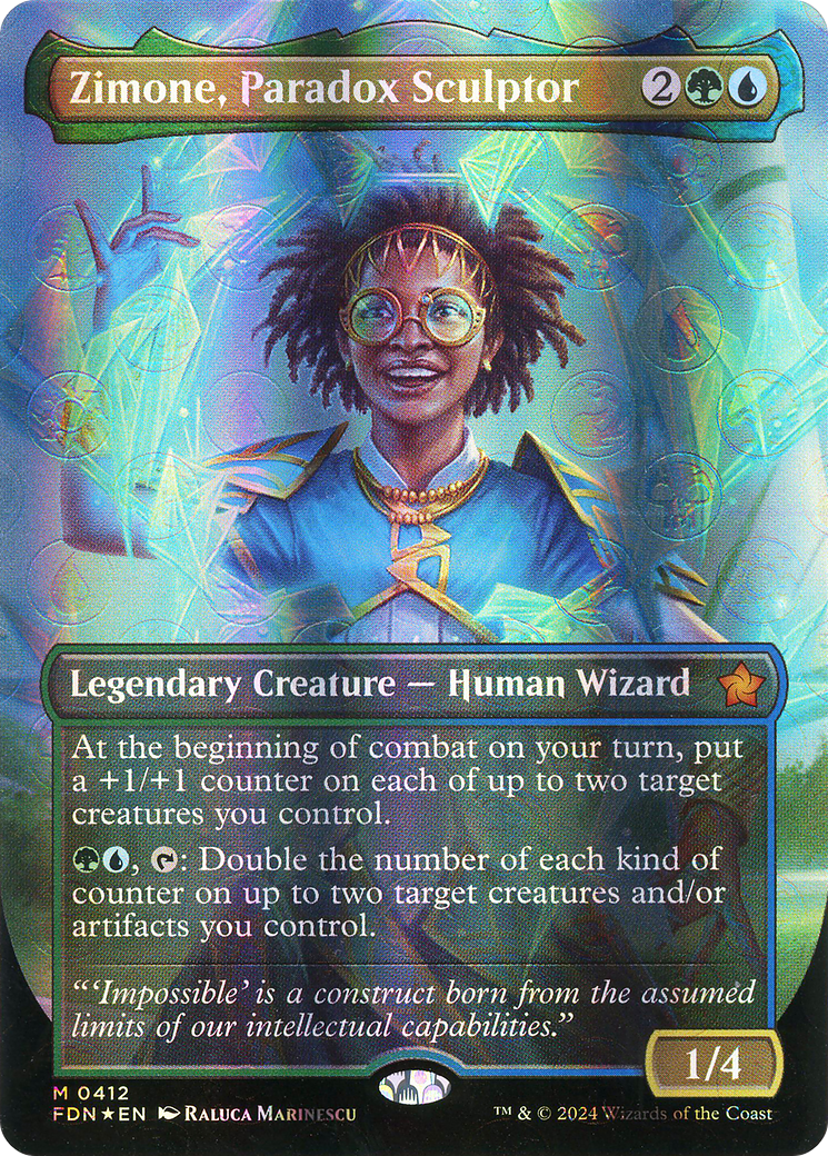 Zimone, Paradox Sculptor (Borderless) (Mana Foil) (FDN-412) - Foundations (Borderless) Foil