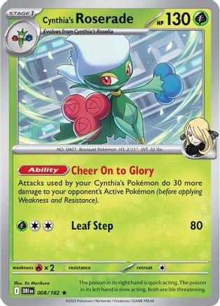 Cynthia's Roserade (8/182) - SV10 Destined Rivals Reverse Holofoil - Rare