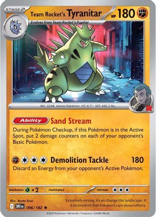 Team Rocket's Tyranitar (96/182) - SV10 Destined Rivals Holofoil - Rare