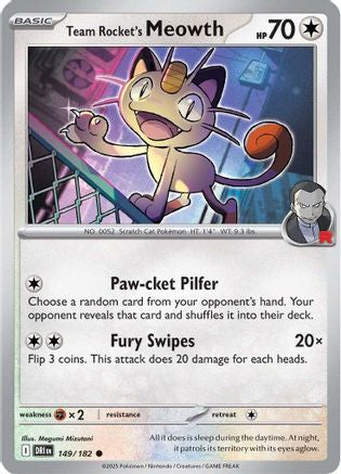 Team Rocket's Meowth (149/182) - SV10 Destined Rivals Reverse Holofoil - Common