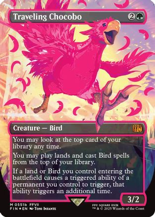 Traveling Chocobo (Borderless) (Neon Ink Pink) (FIN-551B) - FINAL FANTASY Foil