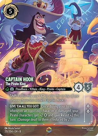 (215/204) Captain Hook - The Pirate King (Enchanted) - Reign of Jafar Holofoil