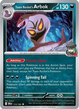 Team Rocket's Arbok (113/182) - SV10 Destined Rivals - Uncommon